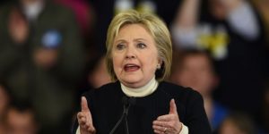 Democratic presidential hopeful Hillary Clinton speaks at her primary night party February 9, 2016 at Southern New Hampshire University in Hooksett, New Hampshire. Clinton, who suffered a deflating if expected defeat to Bernie Sanders, put a brave face on the loss and admitted she had some work to do as the campaign moves south. / AFP / Don EMMERT (Photo credit should read DON EMMERT/AFP/Getty Images)