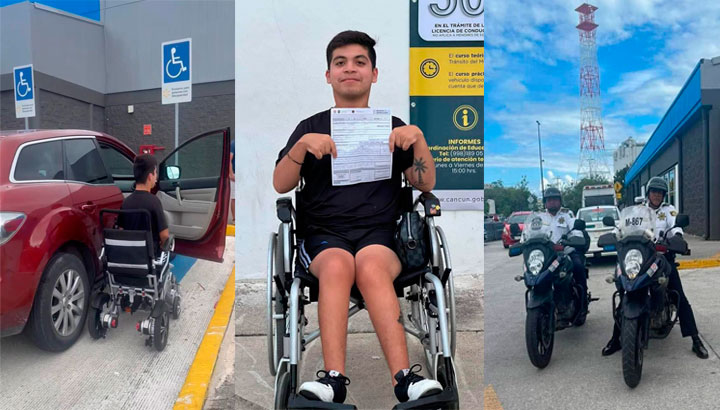 Multan a joven en silla de ruedas por estacionarse en un lugar para personas con discapacidad en Cancún